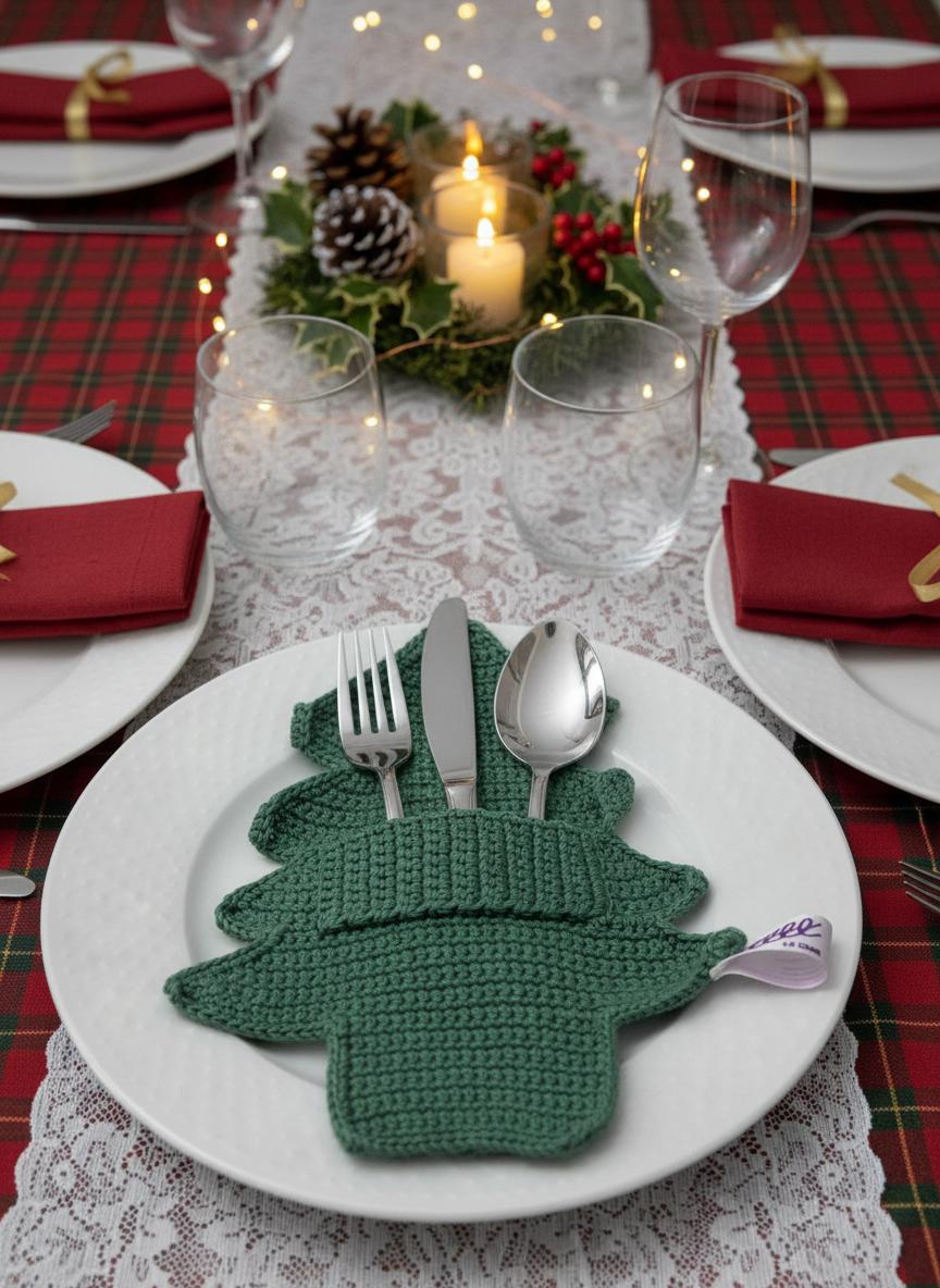 Portacubiertos de crochet